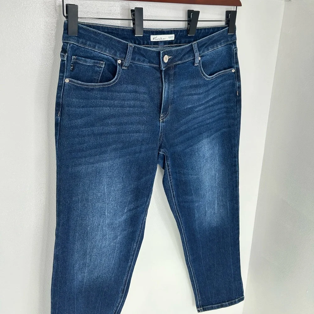 Kancan 90s Boyfriend‎ Jeans Size 14 Stretch Denim Whiskers Comfort Office 37x29
